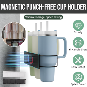 Magnetic Cup Holder Minimalist Punch-Free Cup Holder Refrigerator Side Storage Cup Holder Kitchen Storage Shelf