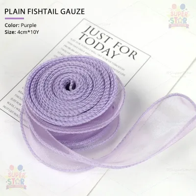 Korean Style Wavy Edge Organza Ribbon 4cm 10Yard Plain Wave Fishtail Gauze Yarn For Flower Bouquet Crafts Gifts Wrappinkg Wedding Birthday Cake Decorations Party Supplies