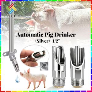 (Fast&COD)Stainless Steel Automatic Pig Drinker 1/2" Pig Nipple Water Drinker Piglet Waterer