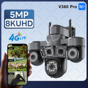 กล้องวงจรปิด 4g / UHD 8K กล้อง 3 เลนส์ ให้ภาพ 3 ภาพ 360 องศา / OUTDOOR กันน้ำระดับ IP66 / ใส่ซิมเน็ต 4G / V360 PRO