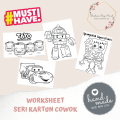 4 LEMBAR Worksheet Mewarnai Anak Kertas Gambar Sketsa Mewarnai Anak PAUD TK SD Kertas A4 Buah. 