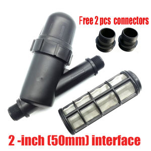 Anti-Clogging Drip Irrigation Filter 1.3/2/3 Inch Y-Type Water Filter with 120 Mesh Screen and Free 2 Connectors for Farm Use Suitable for gardens/farms