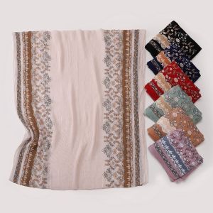 CHUN053634 Thiết kế Thổ Nhĩ Kỳ Khăn choàng họa tiết hoa Họa tiết hoa Phong cách cổ điển. Khăn choàng cổ nữ Phong cách Mềm mại Khăn quấn đầu dành cho phụ nữ
