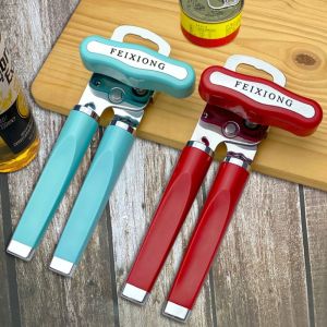 ZSDN MALL Stainless Steel Manual Can Opener Rotatable Non-slip Handle Can Corkscrew Portable Multi-functional Can Tapper Kitchen Use