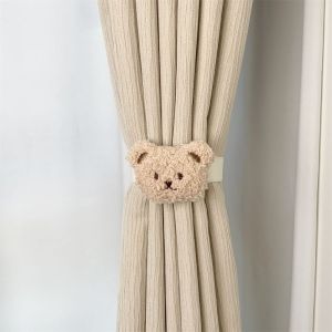 W0AGZ4J2 2pcs Cute Bear Window Curtain Tieback Cartoon Cloudy Plush Doll Curtain Buckle  Adjustable Length Curtain Holders for Nursery