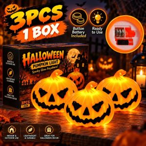 3pcs Halloween Pumpkin LED Light with Battery Included  Spooky Jack O Lantern Night Light Party Decoration