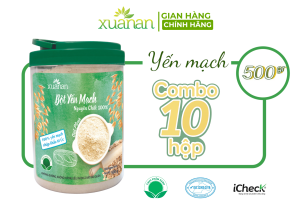 Combo 10 Hộp Bột Yến Mạch Nguyên Chất 100% Xuân An [ko đường] Hộp 500G (bột mịn)