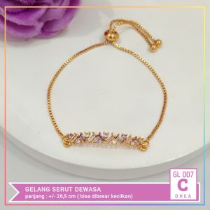 Cute Jewelry Gelang dewasa serut permata ungu lapis emas gold GL 007
