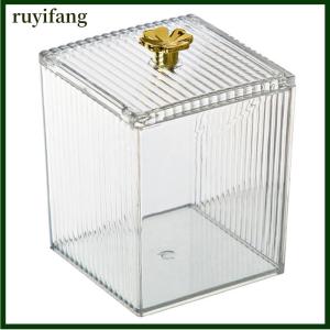 ruyifang Makeup Storage Organizer Bathroom Jar Cotton Swab Storage Square Container Cotton Puff Storage Box Cosmetic Cotton Box