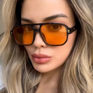 REEBO Leopard Print Eyewear Double Beam Sunnies Retro HD  Polarizing Lens Sunglasses New Lightweight Anti-UV Glasses Women