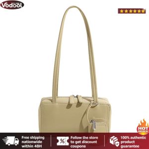 [VTO] PU Leather Underarm Bag Solid Color Square Bag for Women Work Shopping Travel Daily