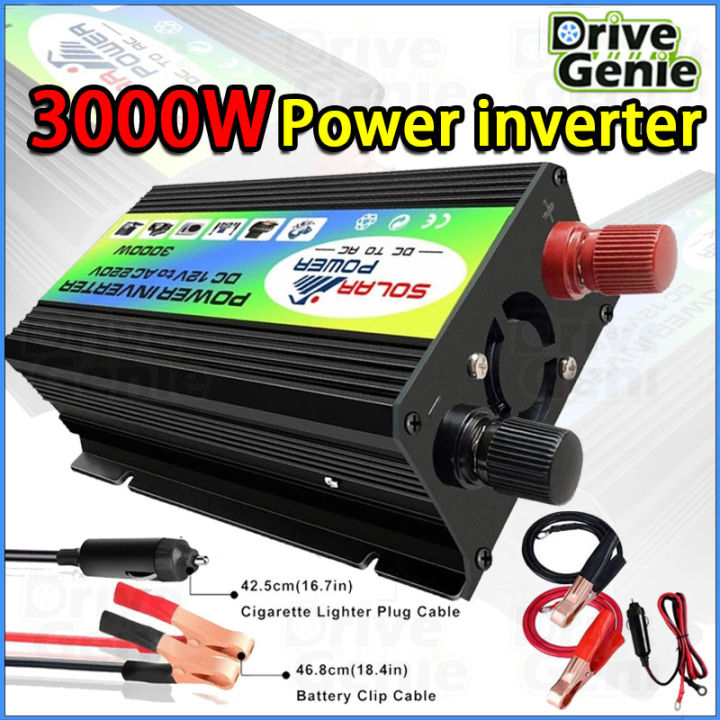 3000W Power Inverter DC Modified Sine Wave Solar Converter DC 12V to AC ...
