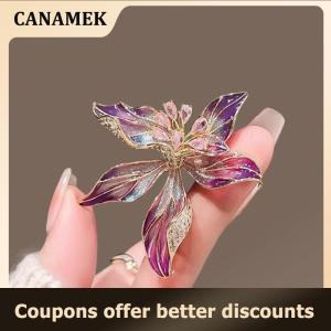 【 CANAMEK 】 Personality Exquisite French Style Iris Flower Brooches For Women Clothing Coat Jewelry Accessories