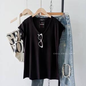 เสื้อคอยูแขนพับ ผ้าเรย่อนเนื้นิ่มเด้ง