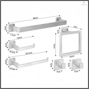 Modern Square Bathroom Towel Bar Wall Mounted Towel Hanger Stainless Steel Bathroom Accessory for Shower Room