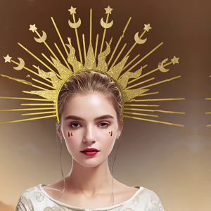 God Headband for Bridal Shower Star Moon Crown Hairband Stage Performances Hairhoop Crownpiece Church Headpiece