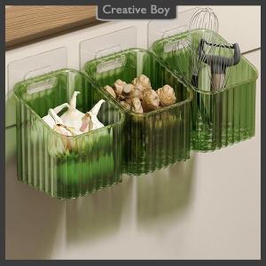 [Creative] 1pcs Kitchen Garlic Ginger And Onion Transparent Storage Basket Wall-Hanging Small Wall-Mounted Storage Box Storage Rack