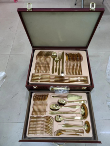 [Cash on delivery + spot]Stainless steal fork 84 pieces of cutlery carved gift box with stainless steel knife spoon and fork cutlery storage box stainless steel cutlery set cutlery gift box high-grade mirror polished cutlery carved cutlery does not fade