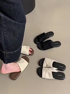 [Free Shipping] First Encounter Summer Linen Slippers for Women New Korean Style Womens Retro Casual Flat Beach Sandals