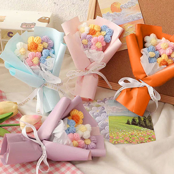 Crochet Mini Flowers Bouquet Creative Wool Knitted Finished Handmade