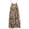 PM✿ Summer loose floral suspender dress women retro vacation mid-length dress. 
