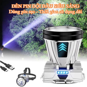 Đèn Pin Đội Đầu Siêu Sáng Pin sạc - Có thể sạc Lại Cho Điện Thoại