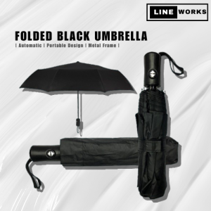Lineworks - Waterproof Foldable Black Umbrella 8Ribs Direct to Film Fold Size 11Inches