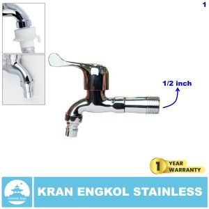 Kran Air Engkol Stainless 1/2 inch Tembok Keran Taman Kamar Mandi Shower Wastafel Mesin Cuci 1/2"