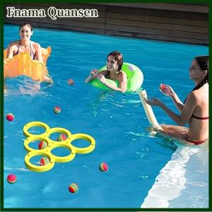 Fnama โต๊ะลอยน้ำ1ชิ้นพร้อมลูกบอล10ลูกลอยของเล่นลูกบอลลอยน้ำได้สำหรับเล่นกีฬาในน้ำเกมสระของเล่นวงกลมสำหรับขว้าง