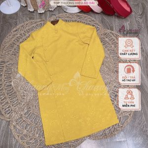Áo dài nam cách tân vàng truyền thống Chaang May sẵn vải gấm cao cấp dự tiệc cưới biểu diễn lễ tết đẹp ADC130