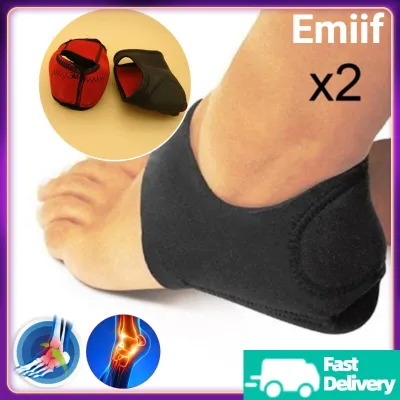 【FURONGHUA】Emiif 1 Pair Plantar Fasciitis Therapy Wrap Heel Foot Pain Arch Support Exercise Running Ankle Brace Heel Warm Protector Insole Orthotic