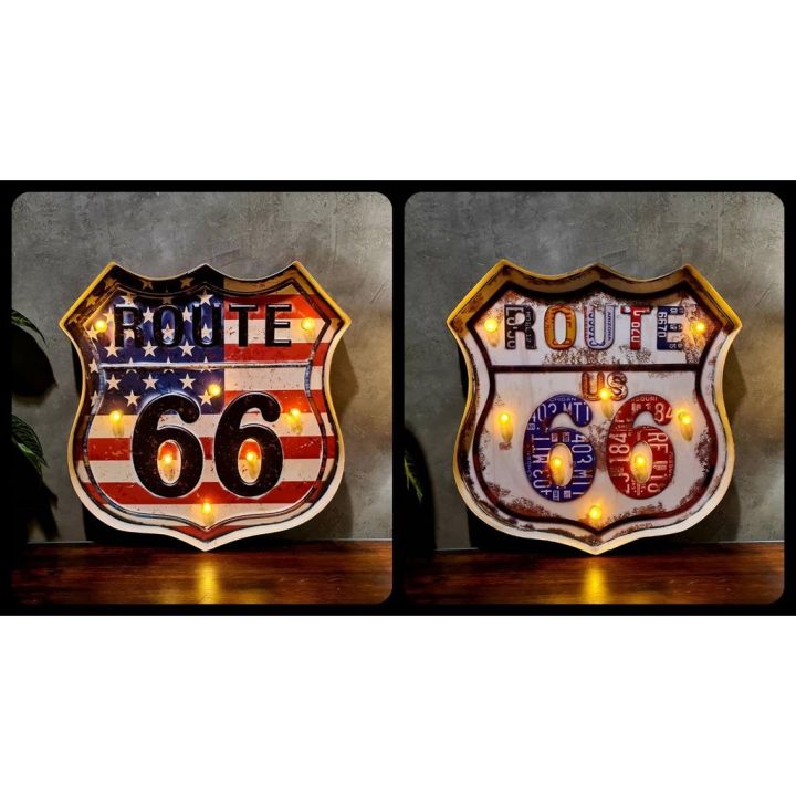 🎠ส่งด่วน🎠 (Route) ป้ายเหล็กมีไฟ ป้ายไฟ ป้ายไฟใหญ่ (36x34x5 cm) ตกแต่ง ...