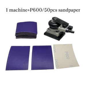 ZenArmor 20331 Pneumatic Square Grinder + 75*100 Purple Sandpaper Set Ceramic Discs for Wood Metal Furniture Auto Body
