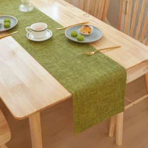 VB45D Linen Table Runner Solid color Rectangular Table Cover Home Decor 160CM Tablecloth Table Decoration