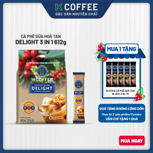 Cà phê sữa hòa tan K COFFEE PHÚC SINH Delight 3in1 612g (36 gói x 17g) thơm béo vị êm dịu