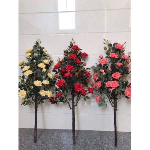 Cây hoa hồng giả - cao 120cm - Cây giả hoa lụa Decor trang trí nhà cửa