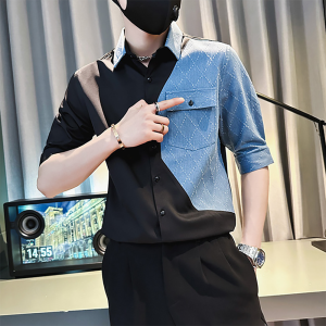 Sơ mi nam Áo sơ mi nam tay lỡ phối màu độc lạ sành điệu thu hút mọi ánh nhìn Chát vải siêu mát ít nhăn ít nhàu Mã H70