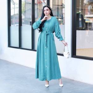 DRESS MIDI TALI GAMIS DRESS  MIDI PALING TERBARU BAHAN  AIRFLO CERIKNGKEL  BUSUI PANJANG 120 LENGAN PANJANG KANCING SAMPE BAWAH  MAYUNG SAMPE BAWAH MEWAH MURAH BERKUALITAS