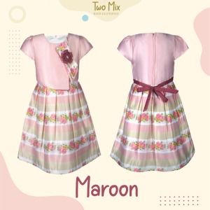 Two Mix Baju Anak Perempuan Fashion - Dress Anak Wanita Bahan Kain Satin Usia 1-12 Tahun 4276