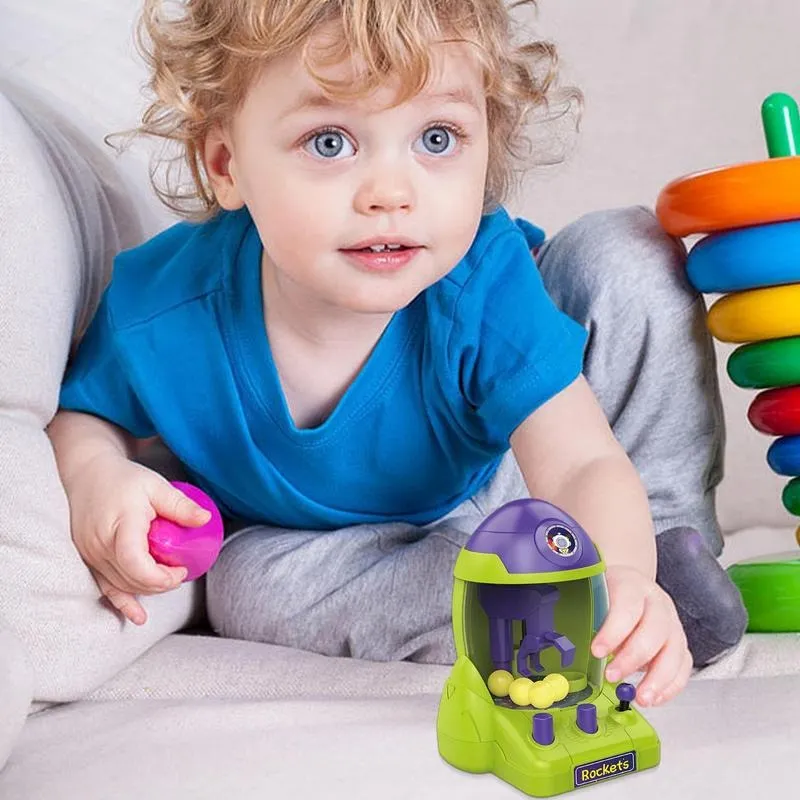 Mini Claw Machine For Kids Cartoon Rocket Shaped Ball Catching