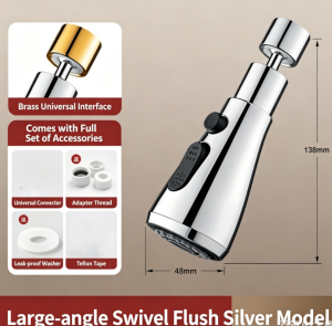 Kitchen Sink Pressurized Anti-Splash Faucet High Pressure Water Saving Tap Extension 360° Rotatabl