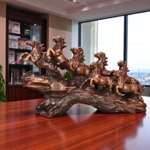 Fengshui Pair of Golden Feng Shui Victory Success Horse