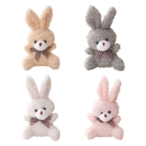 Plush Bunny Dolls KeyChain Ornament Little Rabbit with Hanging-Hook for Bag Purse Tote Backpack Stuffed Doll Keyring