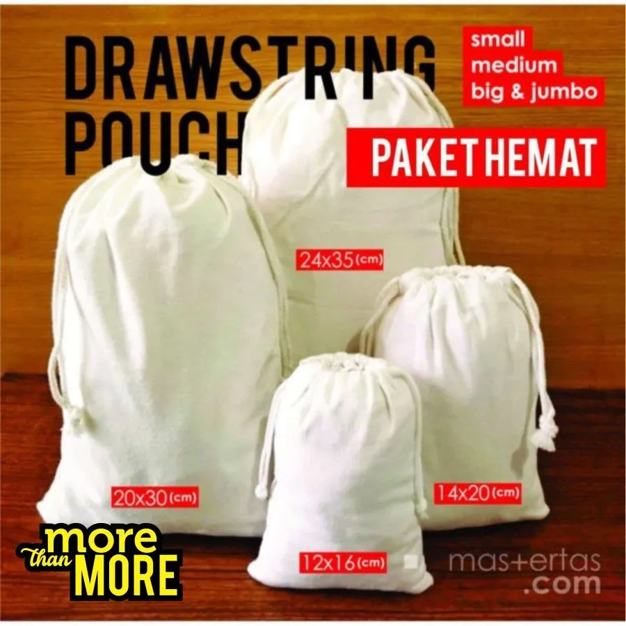 tas serut kecil balcu pouch serut blacu drawstring murah readystok