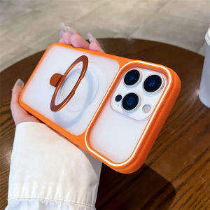 Bracket Matte Case For iPhone 15 16 17 Pro Max 17 Air For Magsafe Wireless Charging Translucent Shockproof Cover Coques