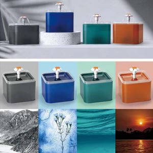 Automatic Cat Water Fountain With Infrared Motion Sensor LED Light Power Adapter Pet Feeder Bowl Drinking Dispenser Container