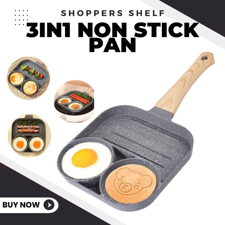 Grid Nonstick Egg Frying Pan in Divided Frying Grill Pan Section