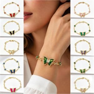 CHLOCH Nhiều màu sắc Vòng tay hoa zircon Vine Link Thẩm mỹ mơ mộng Vòng tay bướm pha lê Thời trang Trang sức cổ tay Vòng tay đính đá hoa Phụ nữ