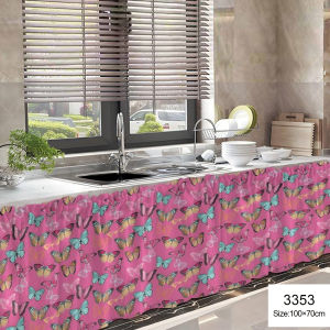 New Sales Lababo Curtain 1Pcs Cartoon Hello&kitty Doraemon Kurtina Kitchen Short Under Sink Half Window Curtain Pink Blue Printed 70cm*150cm No Ring Type for Kitchen Decoration Semi Cotton Home Living