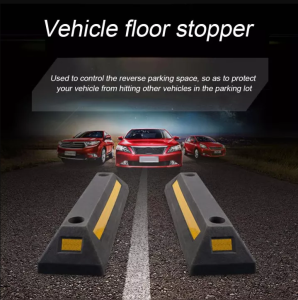 Rubber Parking Stopper for Garage Floor Blocks Car Wheels as Parking Aid and Stops the Tires Acting as Rubber Parking Curbs that Protect Vehicle Bumpers and Garage Walls